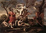Nicolas Poussin Canvas Paintings - Venus Presenting Arms to Aeneas